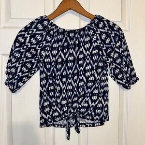 Old Navy Blue and White Ikat Blouse